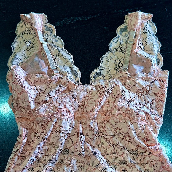NWT Free People HAH Second Time Around Lace Bodysuit Peach Me Off Size XS - Picture 6 of 16